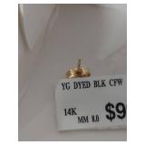 14K Yellow Gold Black Pearl Stud Earrings