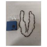 Sterling Silver Smoky Quartz and Feldspar Beaded Necklace 46 in