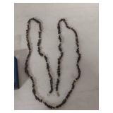 Sterling Silver Smoky Quartz and Feldspar Beaded Necklace 46 in