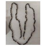 Sterling Silver Smoky Quartz and Feldspar Beaded Necklace 46 in
