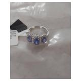 Tanzanite and White Zircon Sterling Silver Ring size 7