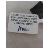 Tanzanite and White Zircon Sterling Silver Ring size 7