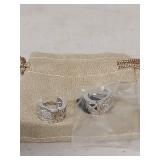 Crystal Studded Sterling Silver Huggie Hoop Earrings