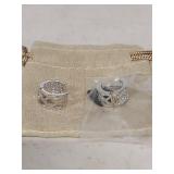 Crystal Studded Sterling Silver Huggie Hoop Earrings