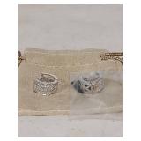 Crystal Studded Sterling Silver Huggie Hoop Earrings