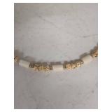 Cream and Speckled Wooden Bead Necklace