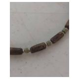 Brown and Green Wooden Bead Necklace