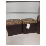 Leopard Print Storage Ottoman Trunks