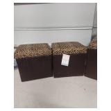Leopard Print Storage Ottoman Trunks