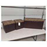 Leopard Print Storage Ottoman Trunks