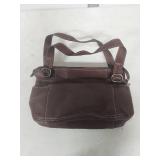 Brown Leather Shoulder Bag with Contrast Stitching