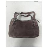 Brown Leather Shoulder Bag with Contrast Stitching