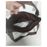 Brown Leather Shoulder Bag with Contrast Stitching