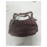 Brown Leather Shoulder Bag with Contrast Stitching