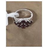 Vermelho Garnet Sterling Silver Ring - Size 6