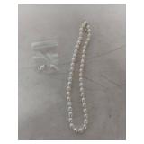 Cultured Pearl Necklace and Earring Set 18 in