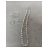 Cultured Pearl Necklace and Earring Set 18 in