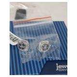 Blue Sapphire and Diamond Halo Sterling Silver Earrings