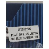 Blue Sapphire and Diamond Halo Sterling Silver Earrings