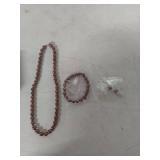 Chocolate Brown Pearl Necklace, Bracelet and Earrings