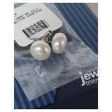 Sterling Silver 9-10mm White Pearl Button Earrings