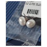 Sterling Silver 9-10mm White Pearl Button Earrings
