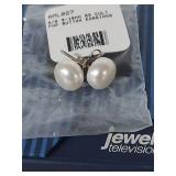 Sterling Silver 9-10mm White Pearl Button Earrings