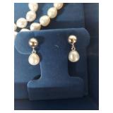 Freshwater Pearl Necklace with Sterling Silver Clasps and Earrings