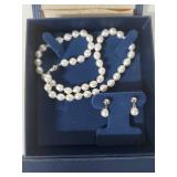 Freshwater Pearl Necklace with Sterling Silver Clasps and Earrings