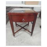 Cherry Wood Side Table with Glass Top
