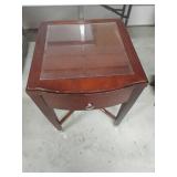 Cherry Wood Side Table with Glass Top