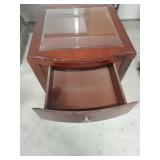 Cherry Wood Side Table with Glass Top