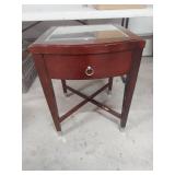 Cherry Wood Side Table with Glass Top