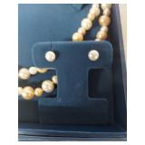 Sterling Silver Cultured Pearl Necklace with Matching Earrings Set