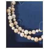 Sterling Silver Cultured Pearl Necklace with Matching Earrings Set