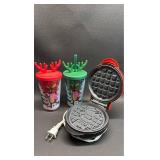 Holiday Waffle Maker & Christmas Tumblers