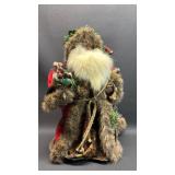 Rustic Homestyle Buffalo Plaid Christmas Santa Tree Topper Approximately 16 inches tall