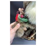 Rustic Homestyle Buffalo Plaid Christmas Santa Tree Topper Approximately 16 inches tall