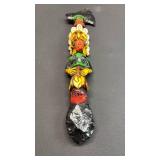 Wow! Aztec Warrior ceremonial hatchet/spearhead replica, featuring a handle with a resin figure handle and obsidian blades.