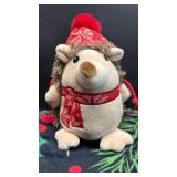 Holiday Hedgehog Plush with Christmas Throw Blanket Set