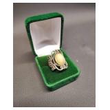 LACE VICTORIAN CHOKER AND BRACELET SET WITH STERLING SILVER Ornate Butterscotch Oval Ring