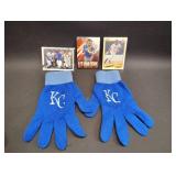KANSAS CITY ROYALS BASEBALL CARDS AND GLOVES