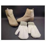 WOMENS ANKLE BOOTS SIZE 8.5 AND MITTENS