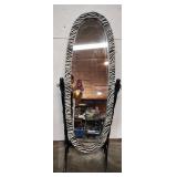OVAL ZEBRA SWIVEL STAND BODY MIRROR