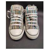 Converse Chuck Taylor All Star  SNEAKERS in a BROWN, TAN, and BLUE PLAID CANVAS SIZE 10