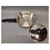BRAND NEW SALAD MASTER STAINLESS STEEL 9 Inch SKILLET WITH LID and Detachable Handles