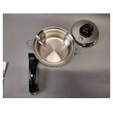 BRAND NEW 1 QT POT WITH LID BY SALAD MASTER, A STAINLESS STEEL POT WITH DETACHABLE HANDLES