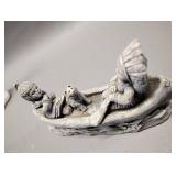 Resin with Stone Finish INDIANS IN A CANOE FIGURINE