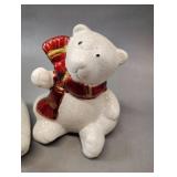 2 POLAR BEARS CHRISTMAS FIGURINES