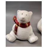 2 POLAR BEARS CHRISTMAS FIGURINES